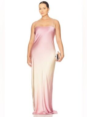 NWT Good American Satin Slip Maxi Dress in Sunset Gradient004 Size 1X